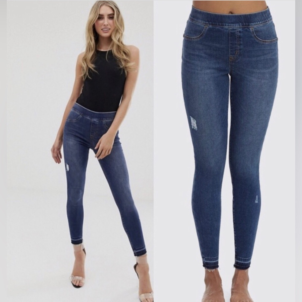 NWT Spanx Distressed Denim Leggings Medium Wash Women’s Sz Small